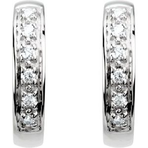 14K White Gold 1/10 CTW Natural Diamond Hinged 12.4 mm Hoop Earring – image 2