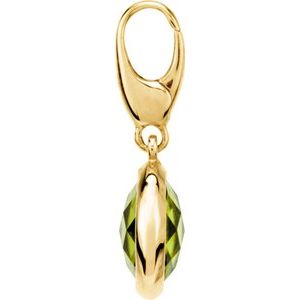14K Yellow Gold Checkerboard Natural Peridot Charm/Pendant – image 2