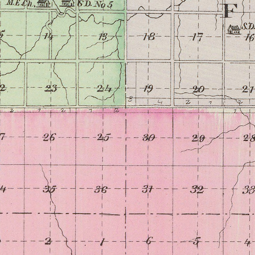 Vintage Map of Jackson County, Kansas 1887