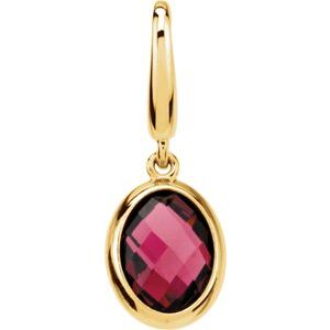 14K Yellow Gold Checkerboard Natural Rhodolite Garnet Charm/Pendant