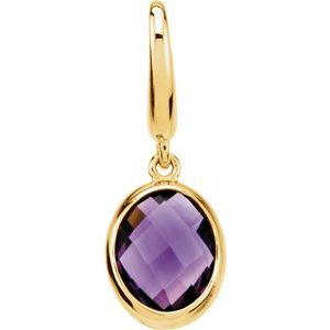 14K Yellow Gold Checkerboard Natural Amethyst Charm/Pendant