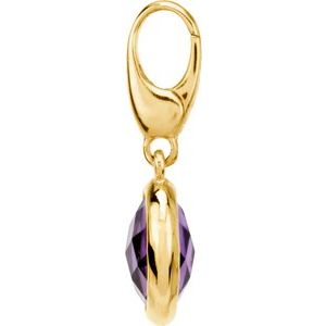 14K Yellow Gold Checkerboard Natural Amethyst Charm/Pendant – image 2