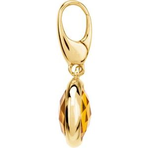14K Yellow Gold Checkerboard Natural Citrine Charm/Pendant – image 2