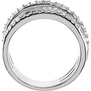 14K White Gold 1/2 CTW Natural Diamond Criss Cross Ring