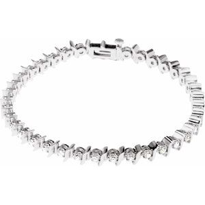14K White Gold 1 1/2 CTW Natural Diamond Line 7 1/4" Bracelet