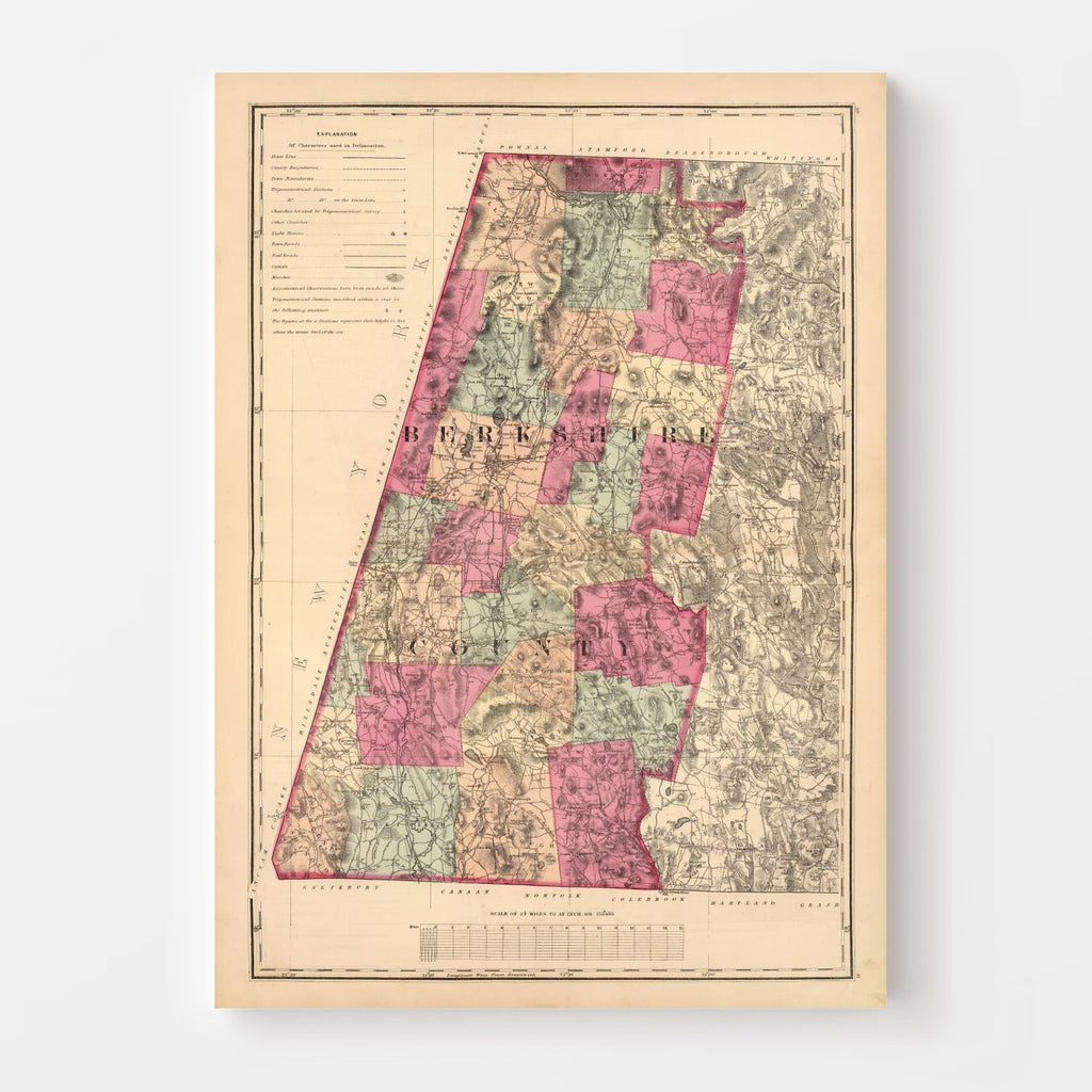 Vintage Map of Berkshire County, Massachusetts 1871