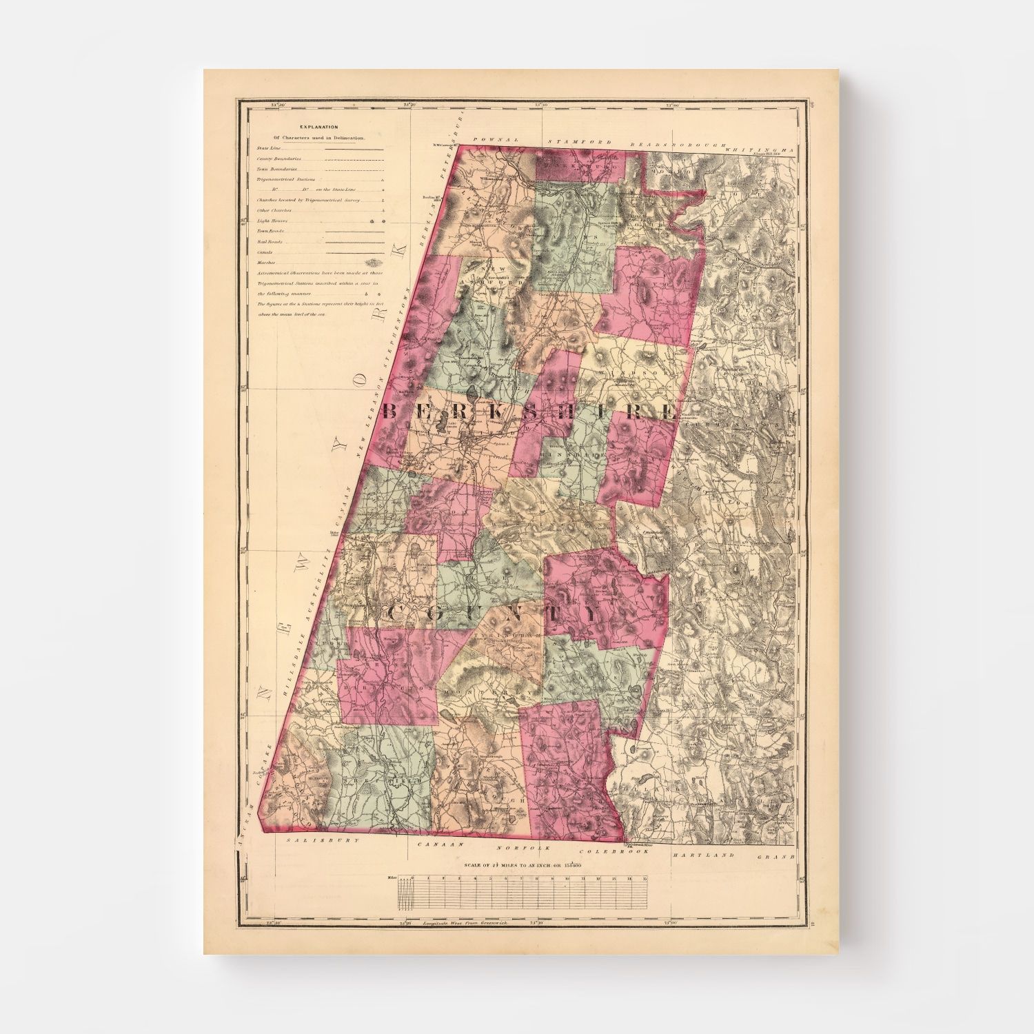 Vintage Map of Berkshire County, Massachusetts 1871