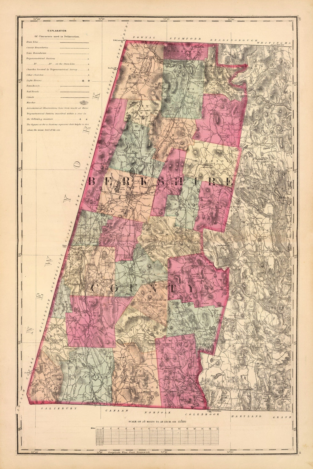 Vintage Map of Berkshire County, Massachusetts 1871