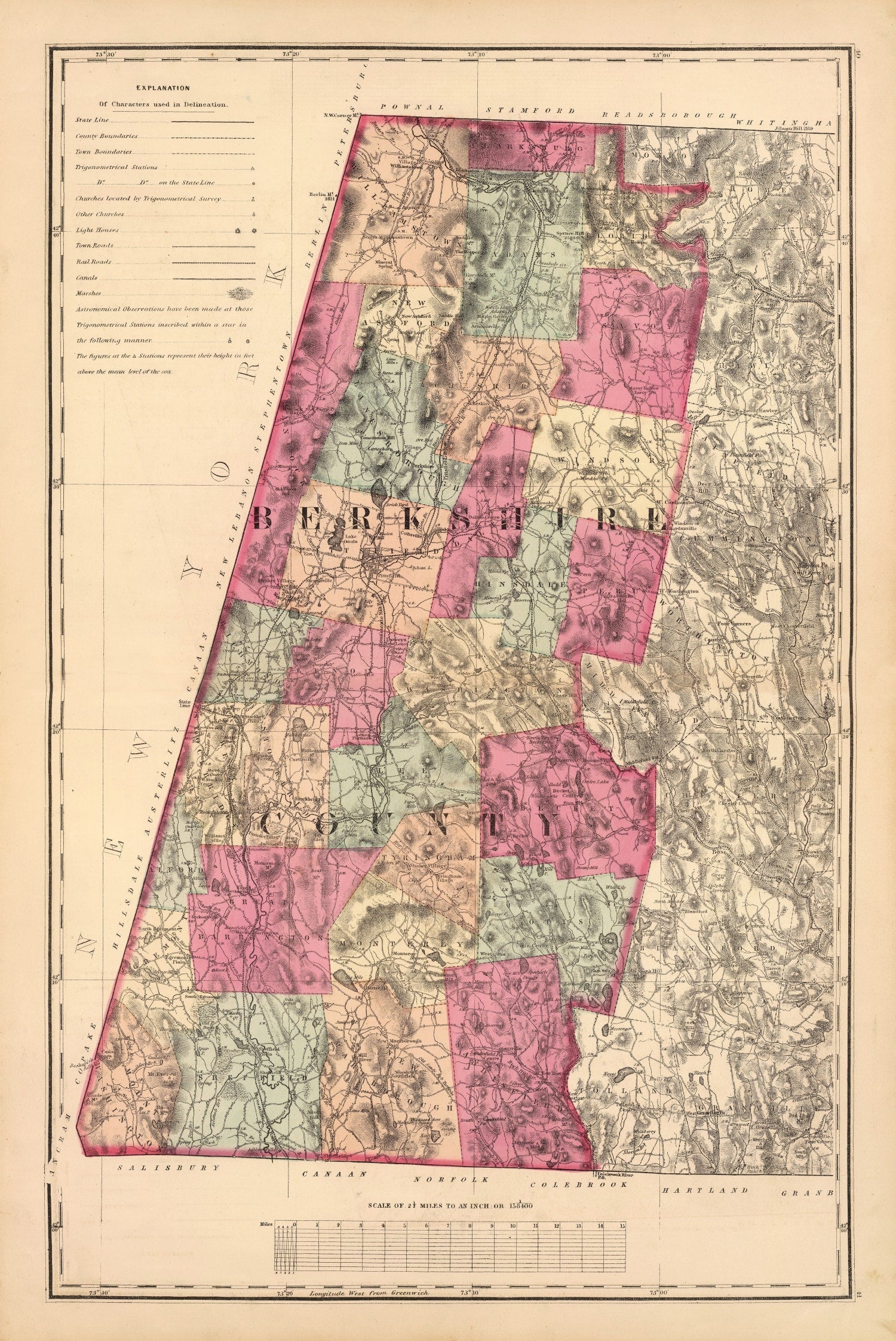 Vintage Map of Berkshire County, Massachusetts 1871