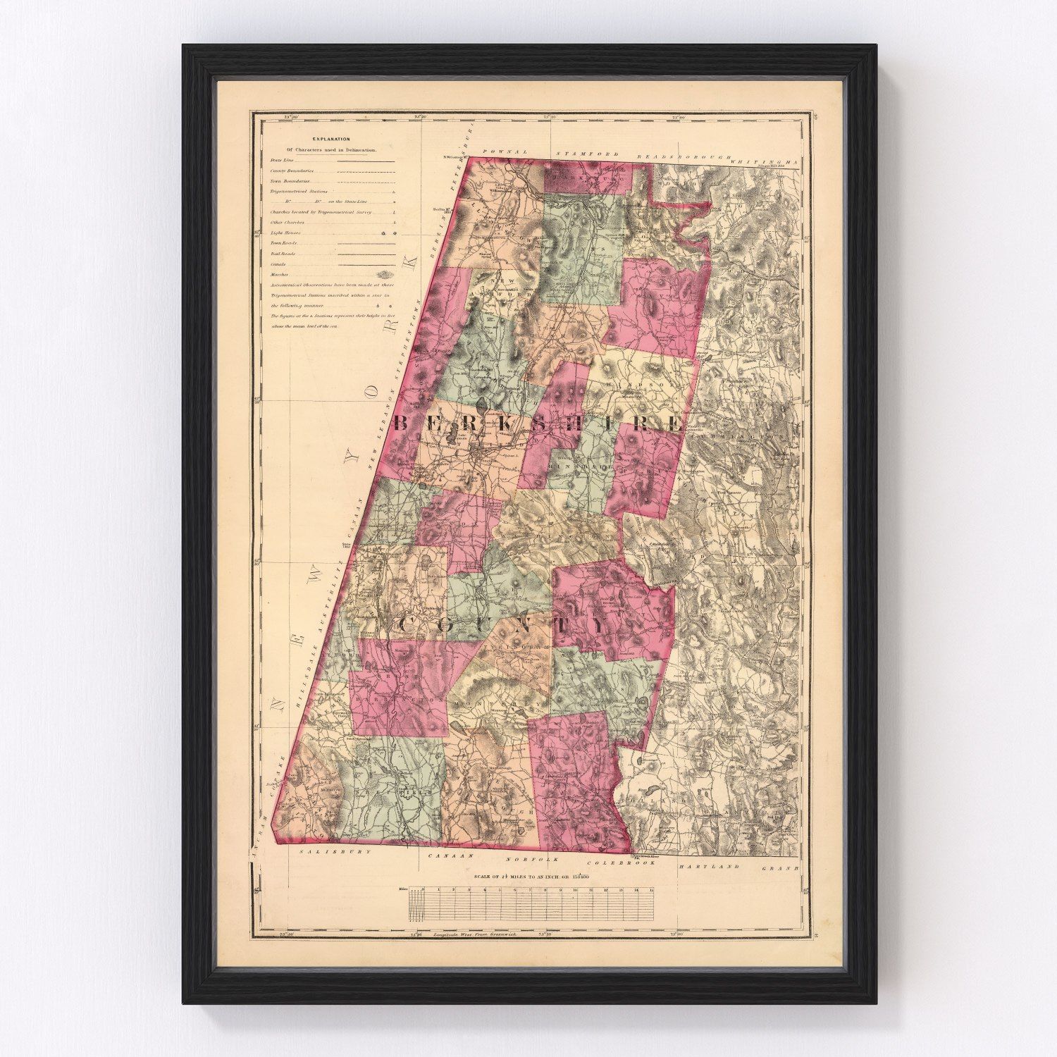 Vintage Map of Berkshire County, Massachusetts 1871