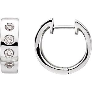 14K White Gold 1/3 CTW Natural Diamond 15.2 mm Hoop Earrings