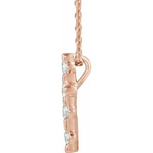 14K Rose Gold 1/5 CTW Natural Diamond Cross 16-18" Necklace