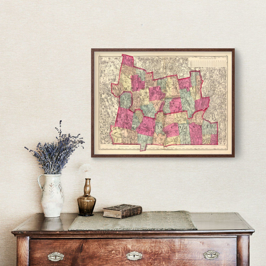 Vintage Map of Hampshire  County, Massachusetts 1871