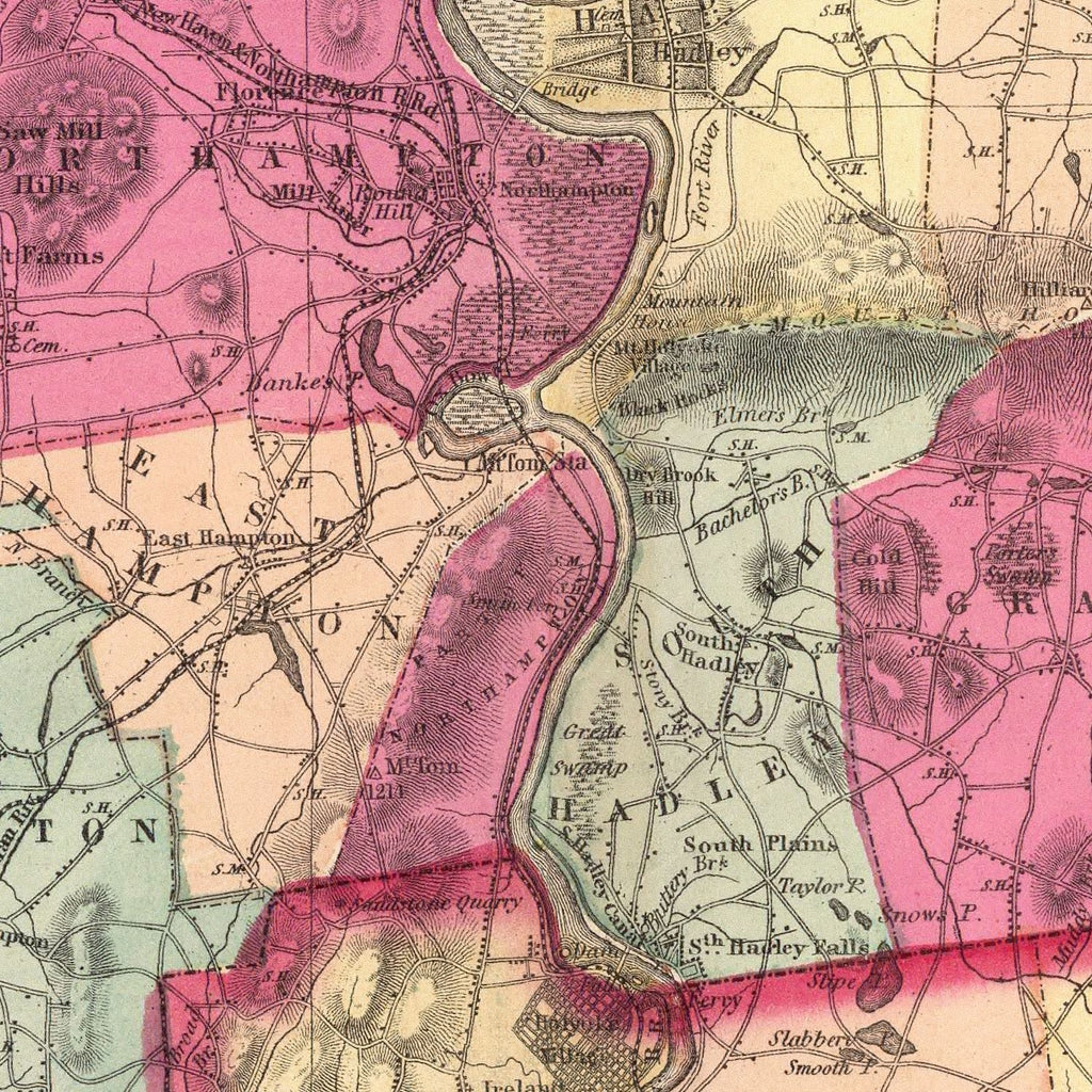Vintage Map of Hampshire  County, Massachusetts 1871