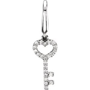 14K White Gold 1/10 CTW Natural Diamond Key Charm/Pendant