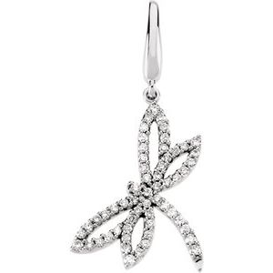 14K White Gold 1/4 CTW Natural Diamond Dragonfly Charm/Pendant