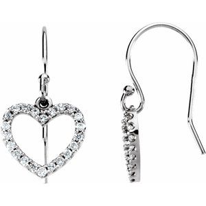 14K White Gold 1/5 CTW Natural Diamond Heart Earrings