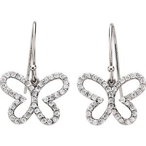 14K White Gold 3/8 CTW Natural Diamond Butterfly Earrings
