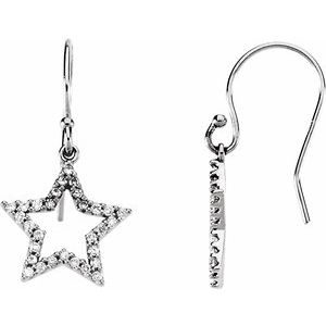 14K White Gold 1/5 CTW Natural Diamond Star Earrings