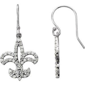 14K White Gold 1/2 CTW Natural Diamond Fleur-de-lis Earrings – image 3