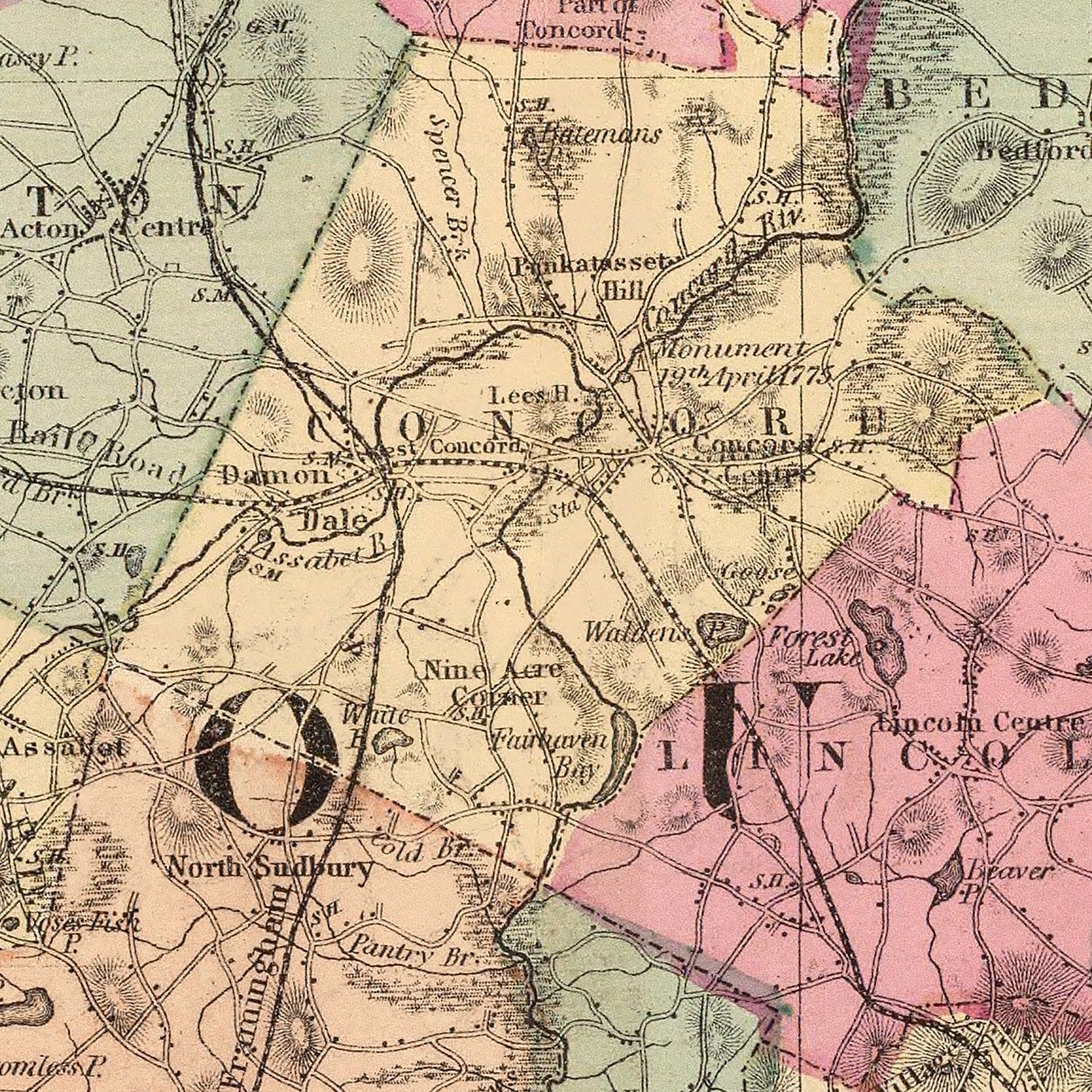 Vintage Map of Middlesex County, Massachusetts 1871