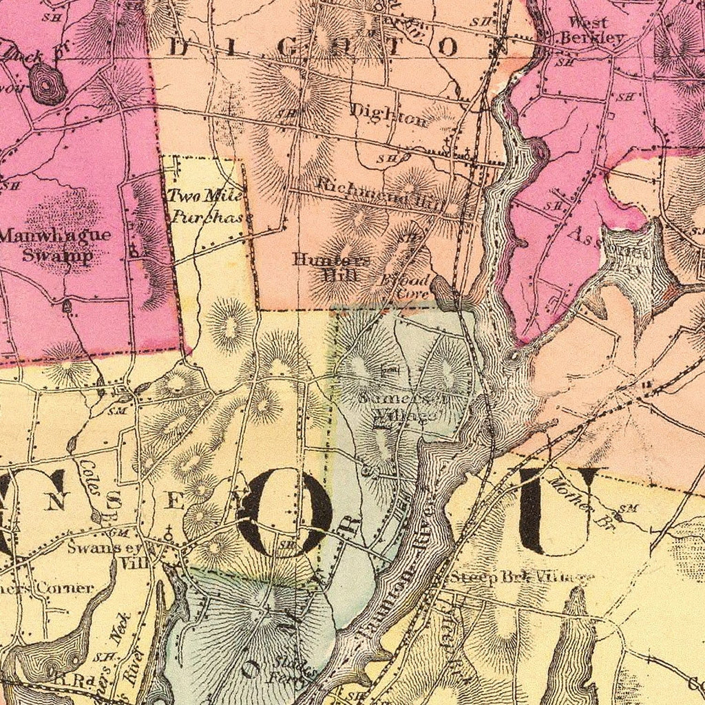 Vintage Map of Bristol County, Massachusetts 1871