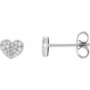 14K White Gold 1/6 CTW Natural Diamond Heart Earrings