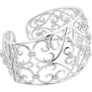 Rhodium-Plated Sterling Silver 1/3 CTW Natural Diamond Cuff 8" Bracelet – image 2