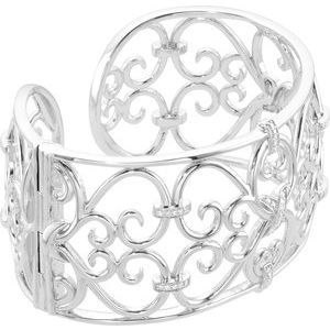 Sterling Silver 1/3 CTW Natural Diamond Cuff 7 1/2" Bracelet – image 2