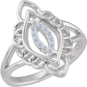 Sterling Silver 1/10 CTW Natural Diamond Filigree Ring