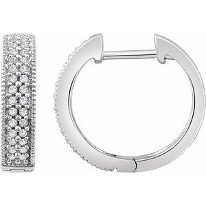 14K White Gold 1/4 CTW Natural Diamond 15.5 mm Hoop Earrings