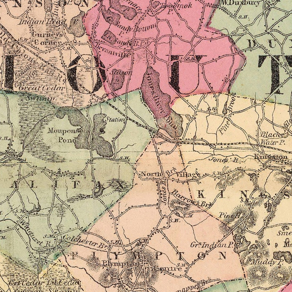 Vintage Map of Plymouth County, Massachusetts 1871