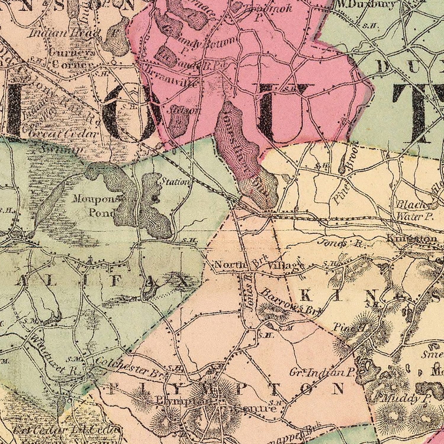Vintage Map of Plymouth County, Massachusetts 1871