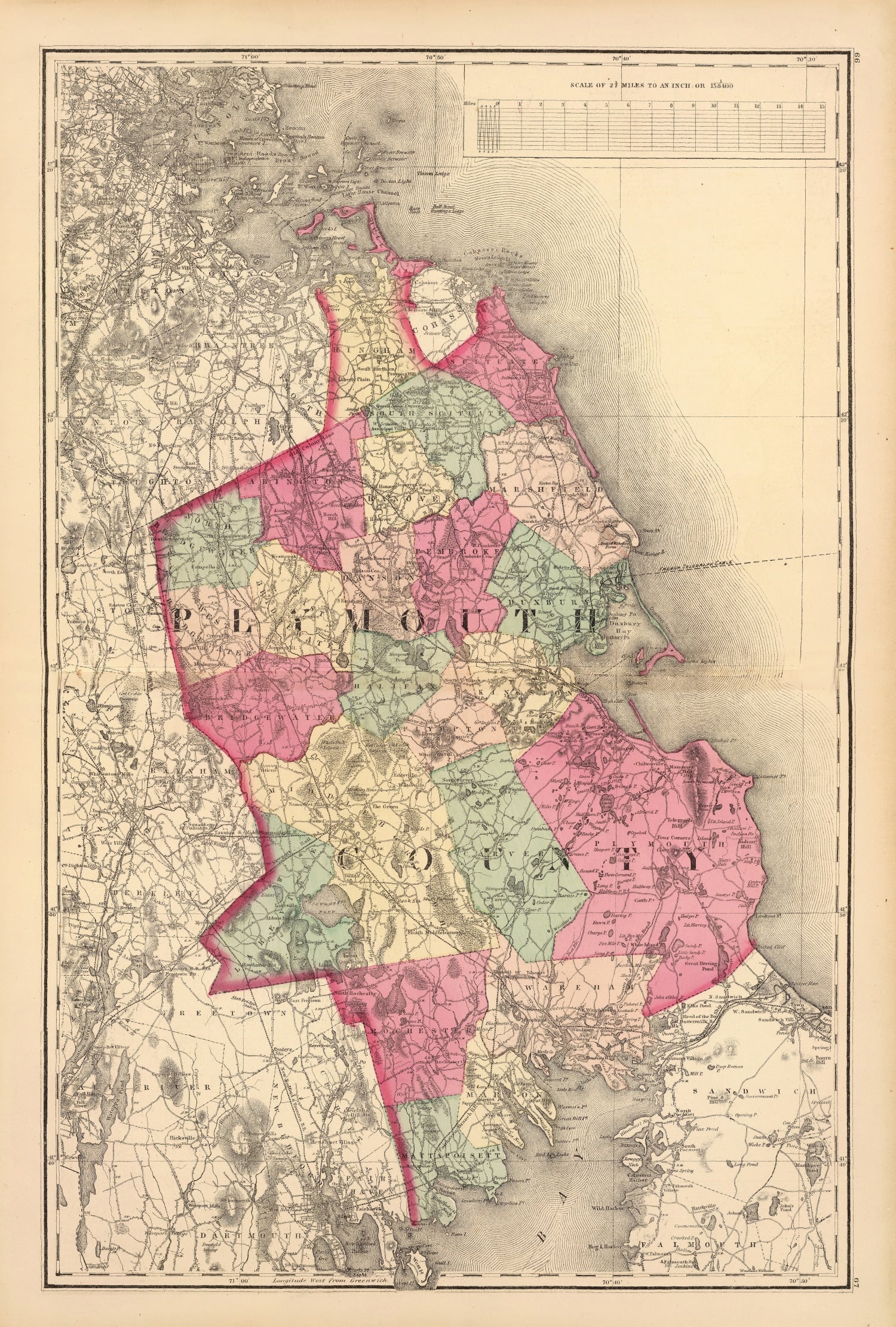 Vintage Map of Plymouth County, Massachusetts 1871
