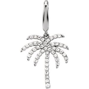 14K White Gold 1/5 CTW Natural Diamond Palm Tree Charm/Pendant