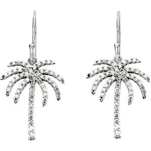 14K White Gold 3/8 CTW Natural Diamond Palm Tree Earrings – image 2