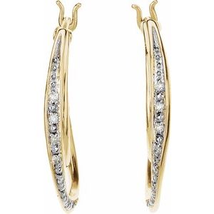 14K Yellow Gold 1/10 CTW Natural Diamond Hoop Earrings – image 2