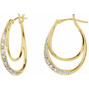 14K Yellow Gold 1/10 CTW Natural Diamond Hoop Earrings