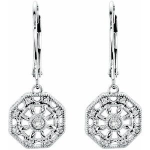 Sterling Silver .07 CTW Natural Diamond Filigree Earring – image 2