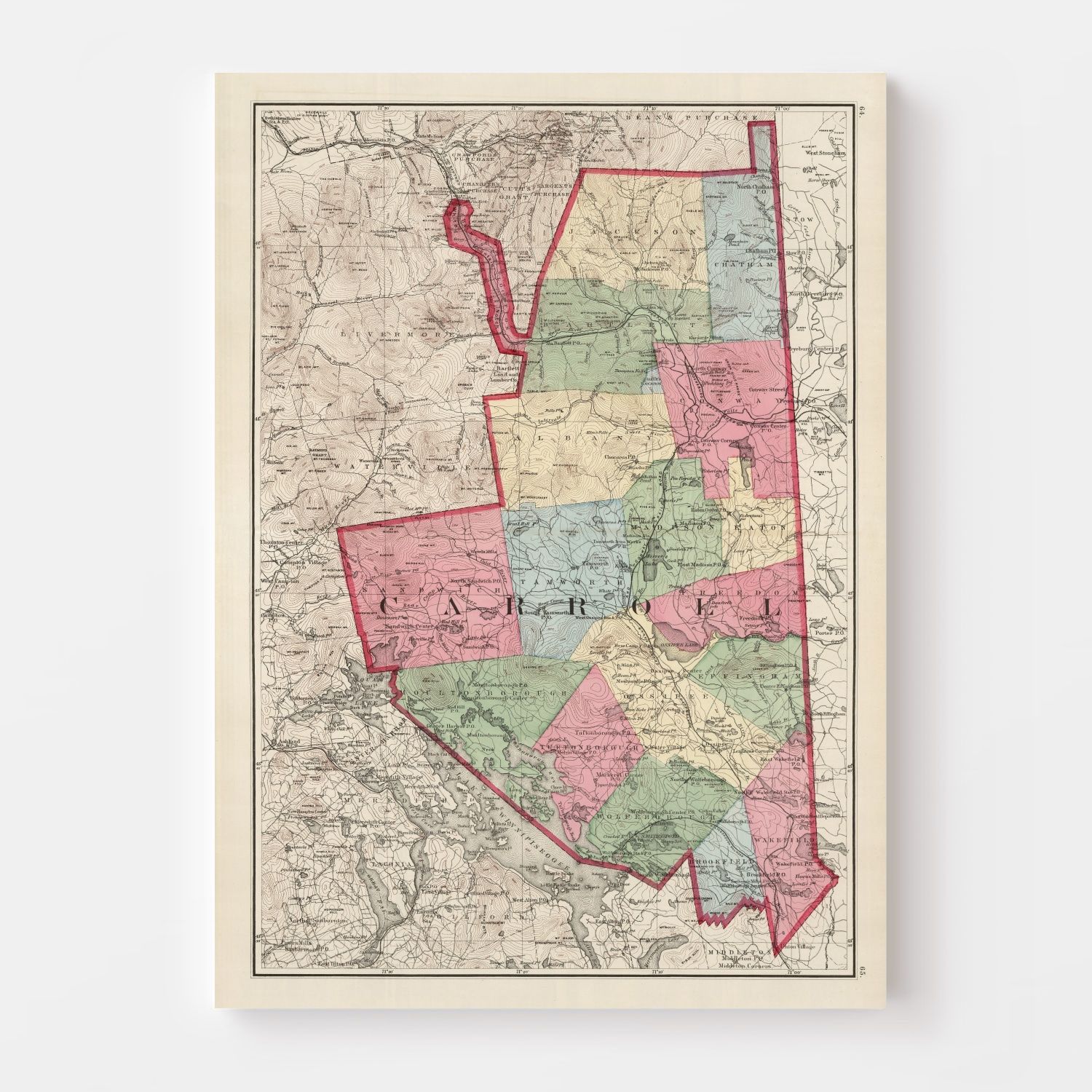 Vintage Map of Carroll County, New Hampshire 1877