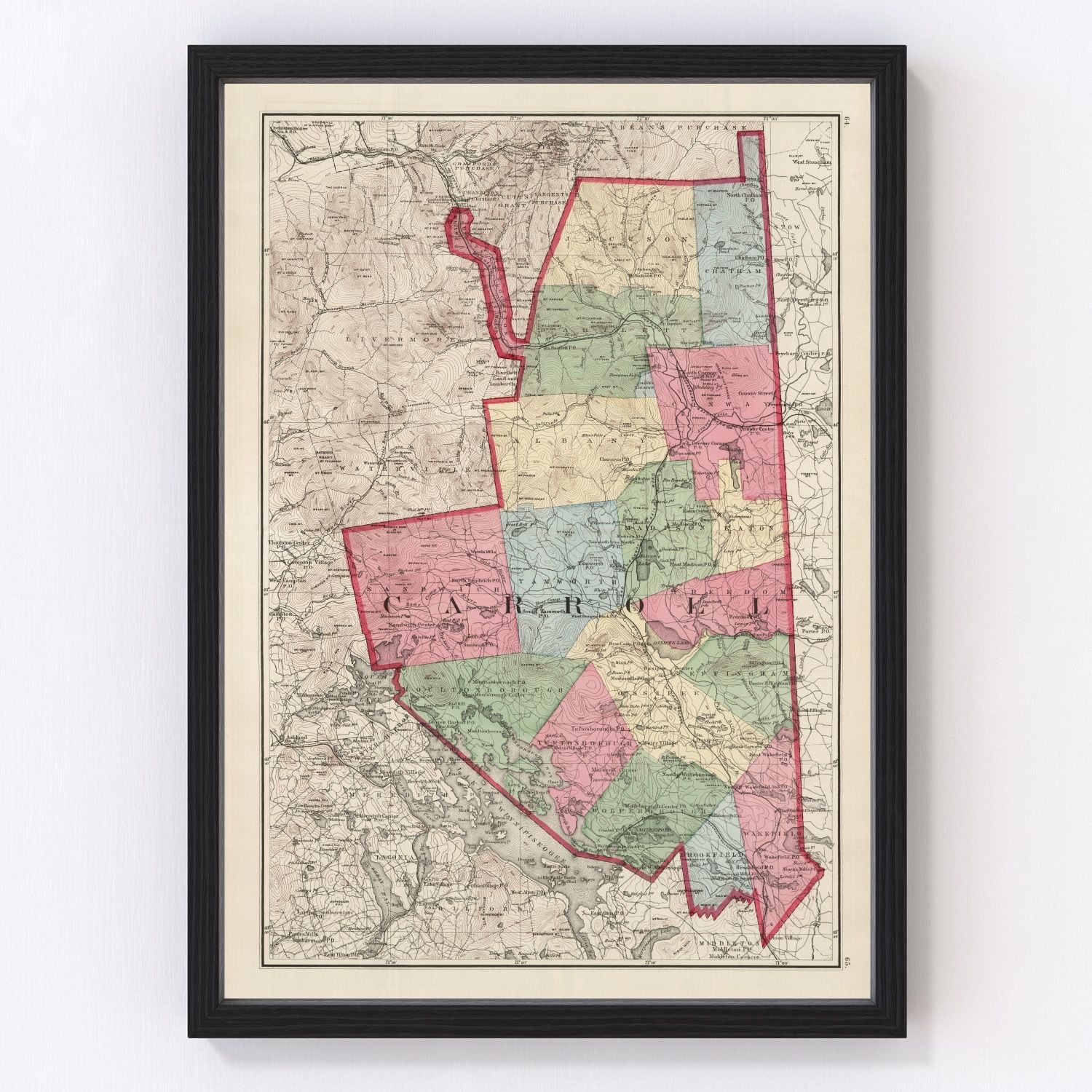 Vintage Map of Carroll County, New Hampshire 1877