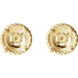 14K Yellow Gold 7 mm Rope Earring Mounting – image 2