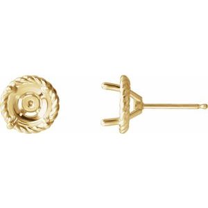 14K Yellow Gold 7 mm Rope Earring Mounting