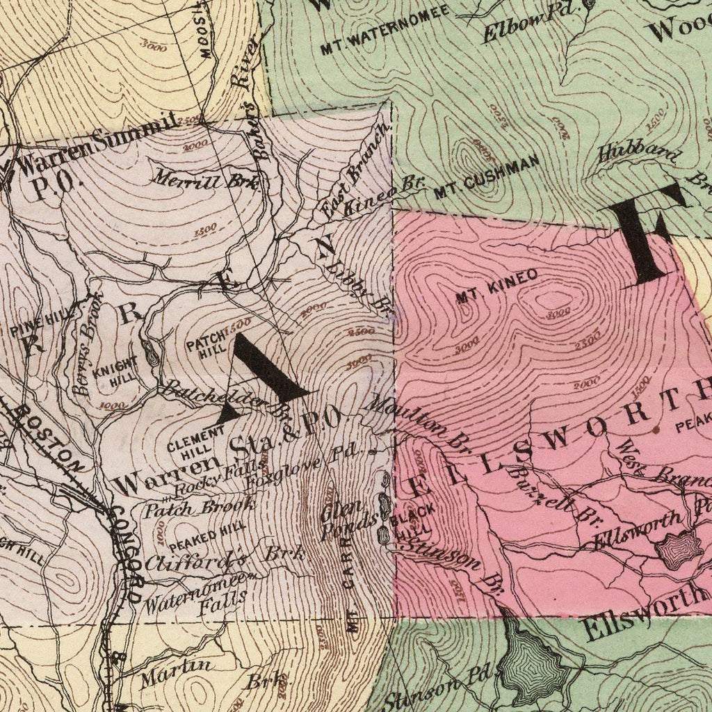 Vintage Map of Grafton County, New Hampshire 1877