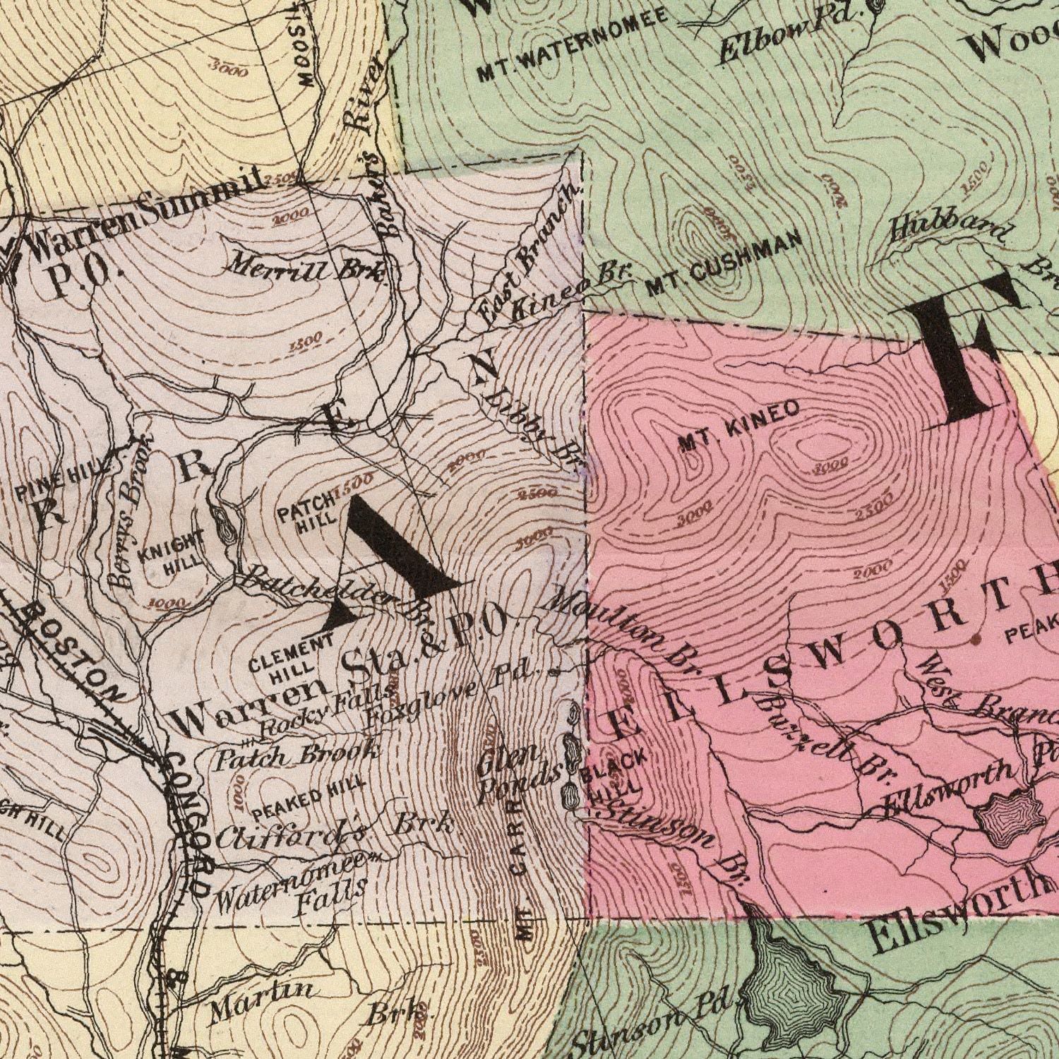 Vintage Map of Grafton County, New Hampshire 1877
