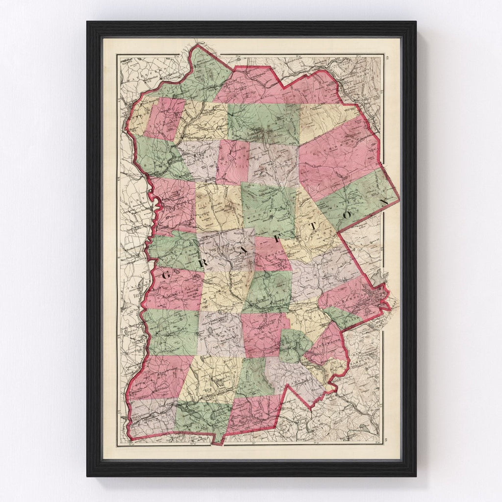 Vintage Map of Grafton County, New Hampshire 1877