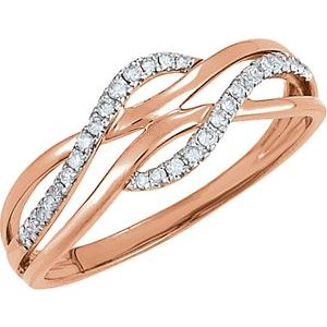 Rhodium-Plated 14K Rose Gold 1/8 CTW Natural Diamond Criss-Cross Ring