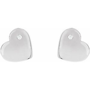 Sterling Silver .015 CTW Natural Diamond Heart Earrings