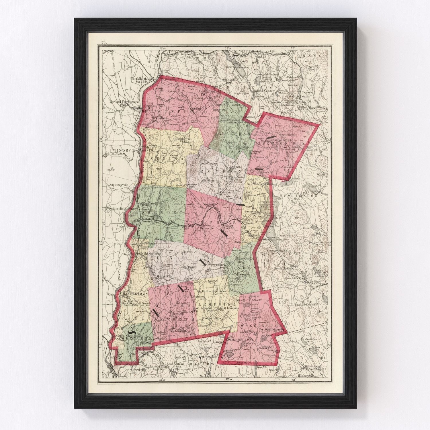 Vintage Map of Sullivan County, New Hampshire 1877