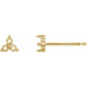 10K Yellow Gold 1.5 mm Round Three-Stone Earring Mounting
